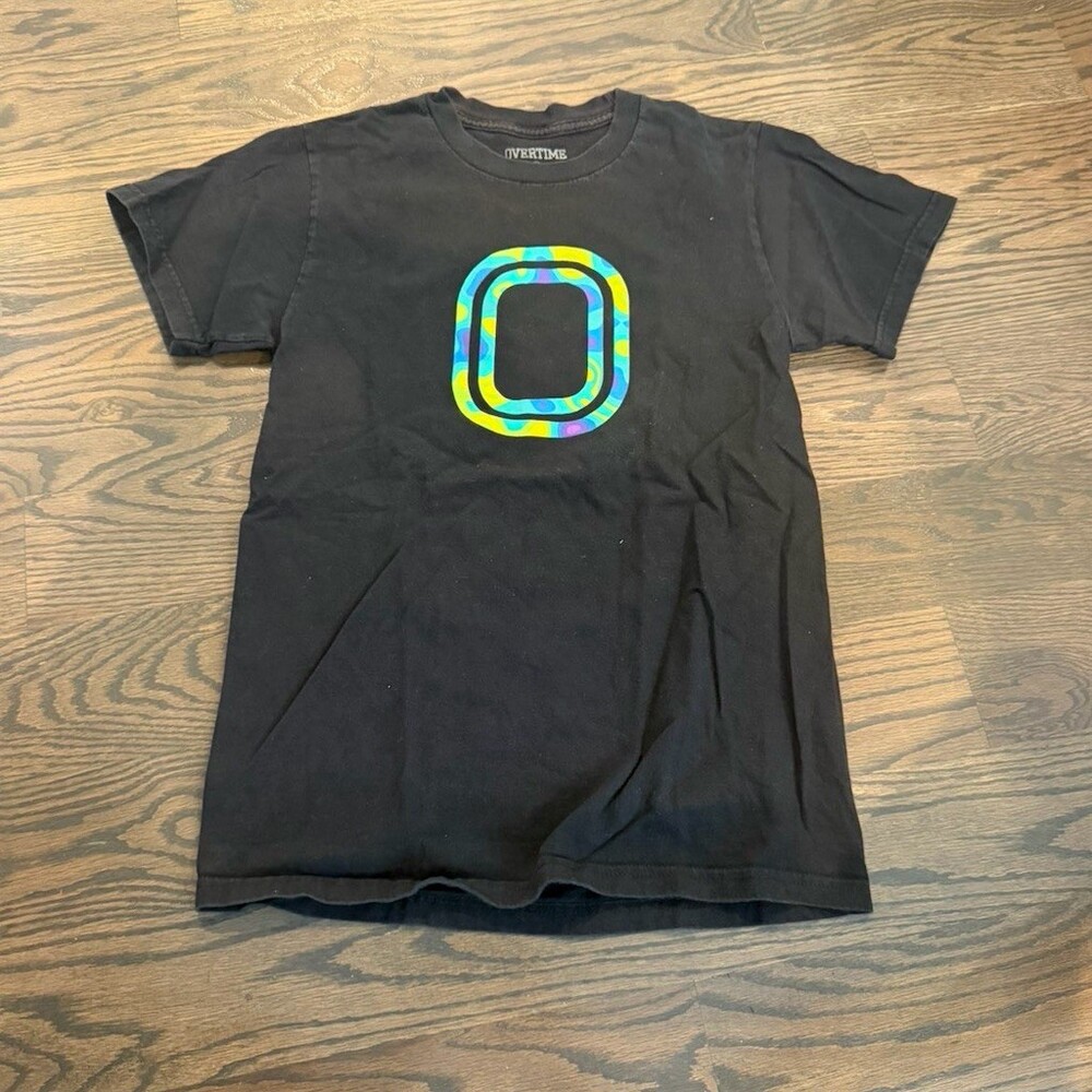 Overtime T-Shirt Boys Youth Size S Black Rainbow Gradient Logo Graphic